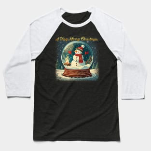 Snowman in snow globe warming himself by the fire. Baseball T-Shirt